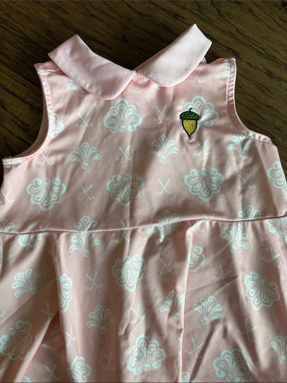 Pink Sleeveless Polo Golf Dress with Acorn Patch